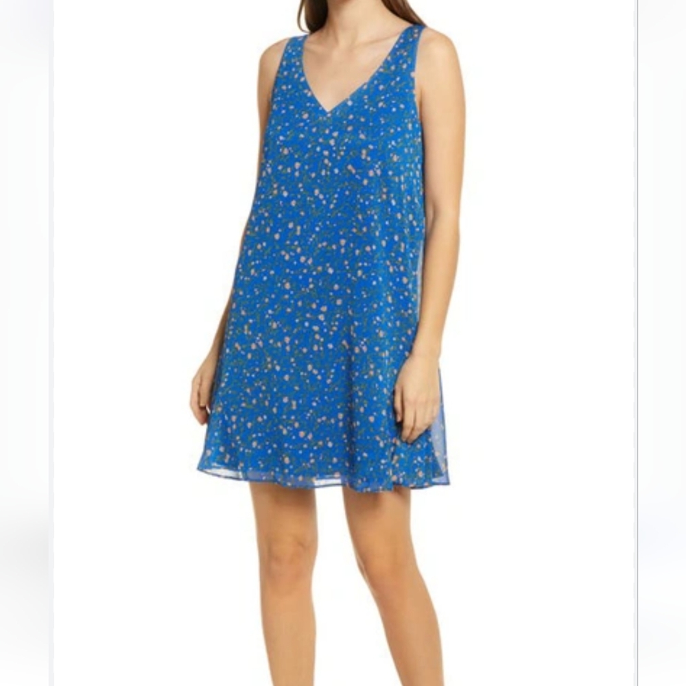 Charles Henry Floral Tank Dress In Blue Wild Flowers SZ.S NWT